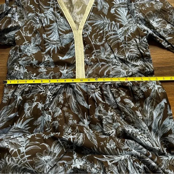 SAIPH Santorini Floral Maxi Dress Size L Blue White Cotton Italy Relaxed Coastal - Picture 8 of 9